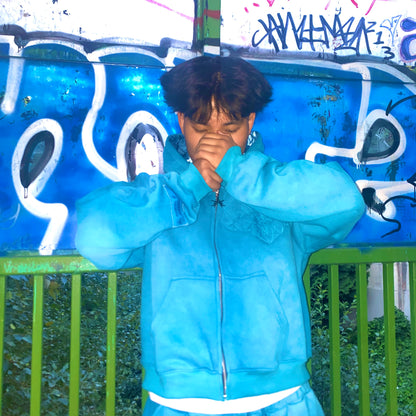 Blue Butterfly Zip Up Hoodie