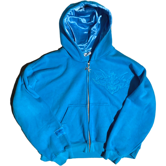 Blue Butterfly Zip Up Hoodie